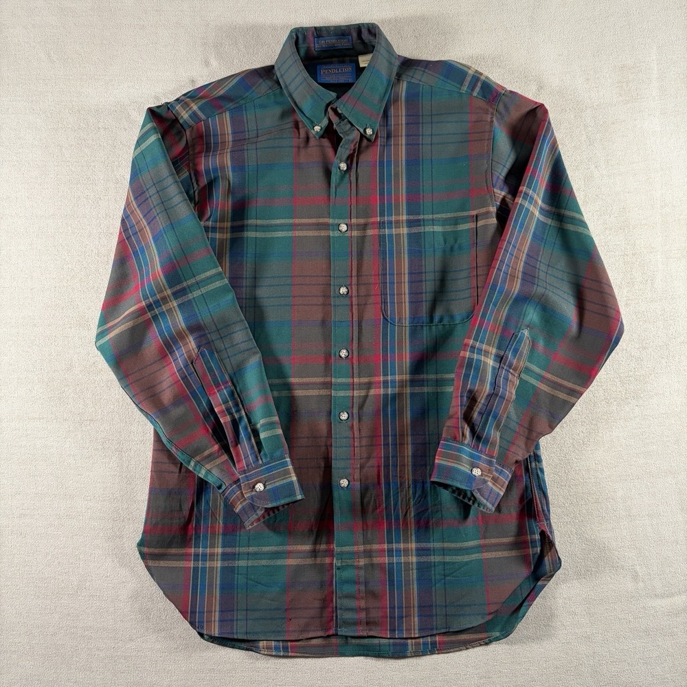 Vintage Sir‎ Pendleton Shirt Mens Medium Multicolor Plaid Wool Long Sleeve USA